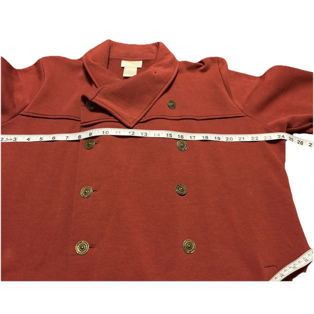 Soft Surroundings Women's Double Breasted Cotton Blend Dusty Red Jacket Sz Large - Picture 8 of 11